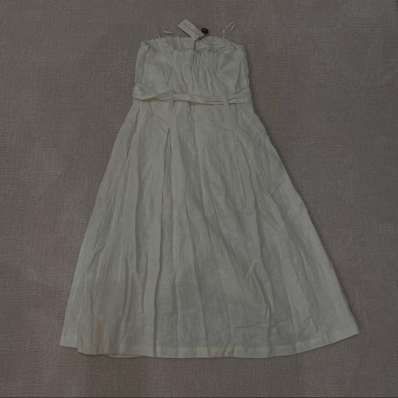 Lulus Moon River Zoie White Straplesss Belted Midi Dress - Medium, NWT - Picture 4 of 4